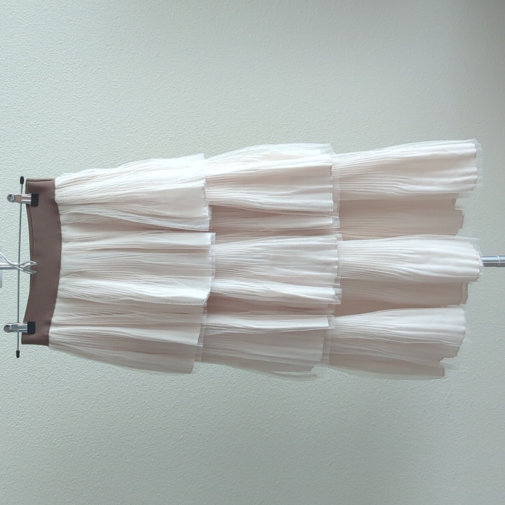 Storets Tiered Beige Mesh Skirt